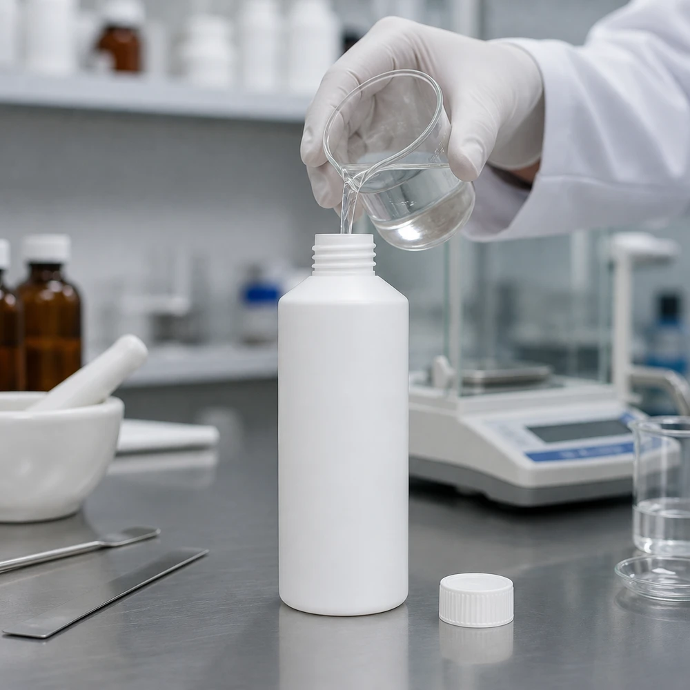 Apothekenflasche HDPE 100ml weiß, ohne Verschluss Pharmaflasche 100ml aus lebensmittelechtem HDPE Kunststoff weiß mit kindersicherem Verschluss