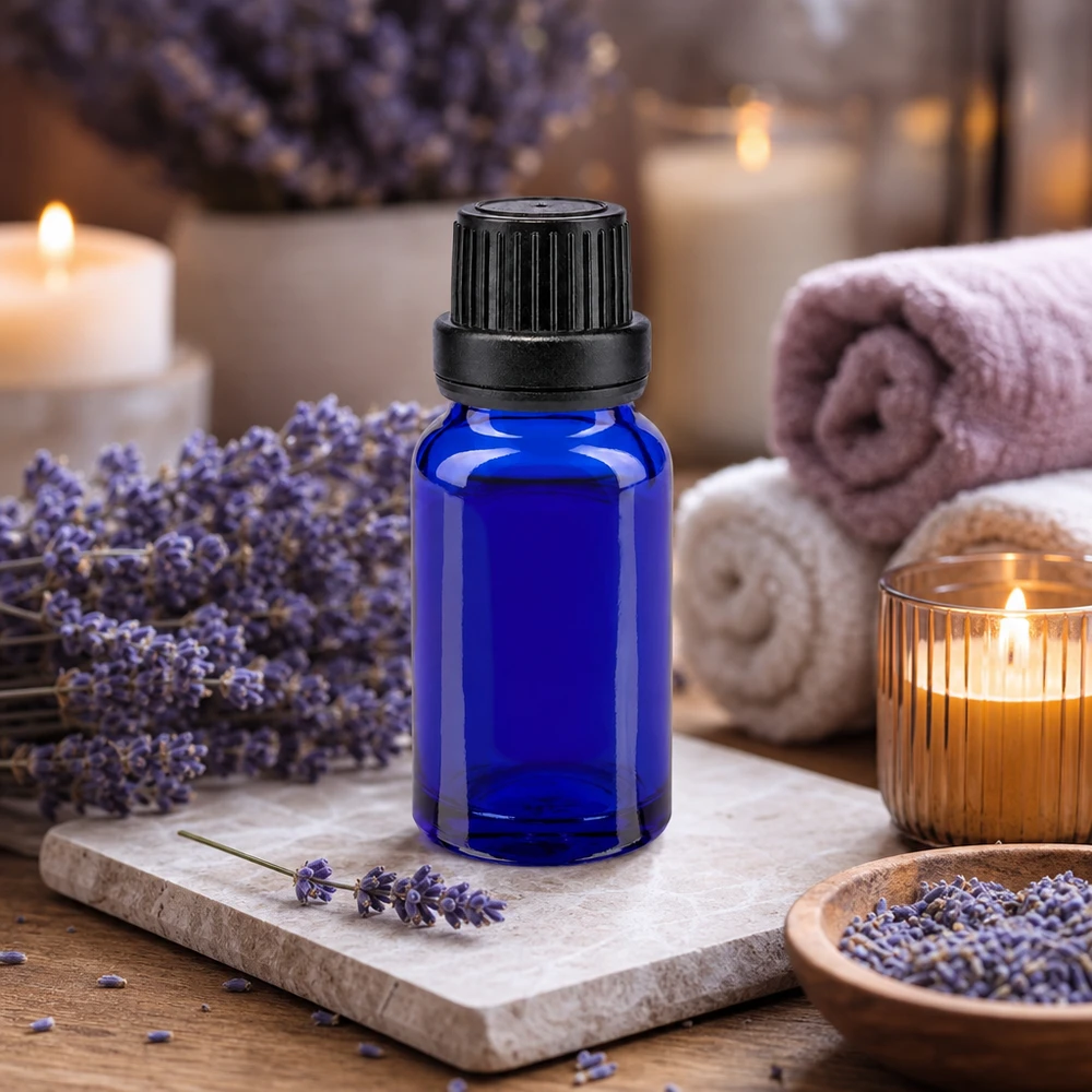 Apothekenflasche blau 10ml Tropfverschluss Giessring 2mm schwarz Originalitätsverschluss Kobaltblaue Glasflasche 10ml mit 2mm Tropfeinsatz und kindersicherem Schraubverschluss