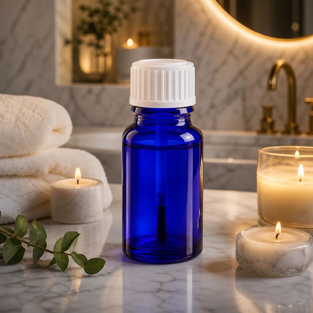 Lichtgeschützte kobaltblaue Glasflasche 10ml für ätherische Öle und Aromatherapie