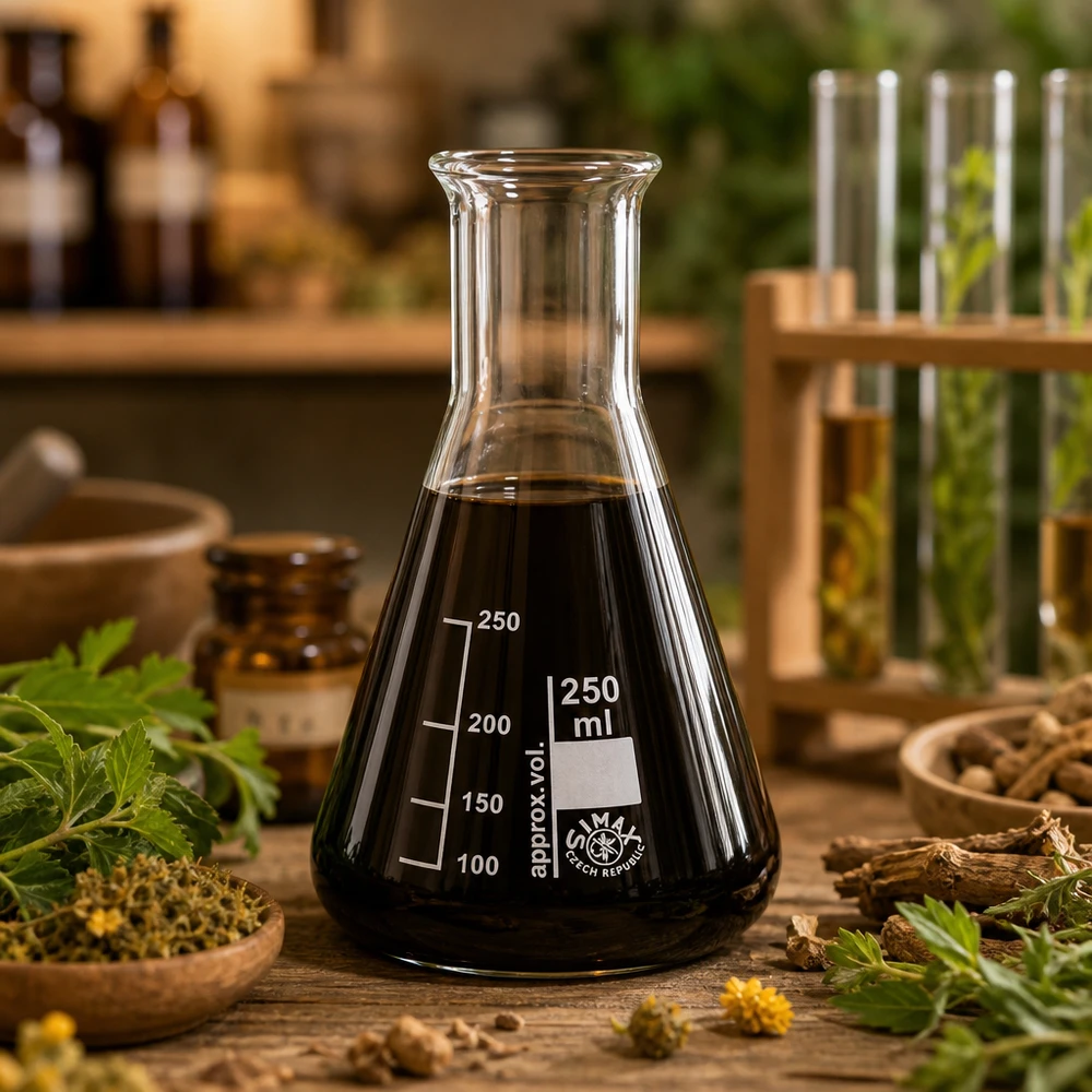 Erlenmeyerkolben 250ml Enghals 250ml Laborkolben mit dunkelbrauner Lösung ideal für Extraktion und Destillation von Pflanzenstoffen