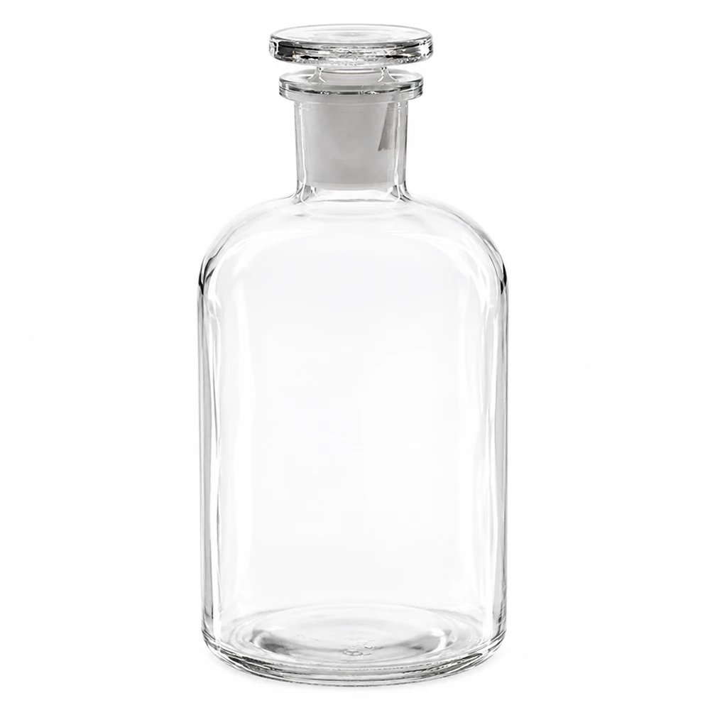 500ml Laborflasche klar mit Glasstopfen zylindrische Form mit Rundschulter