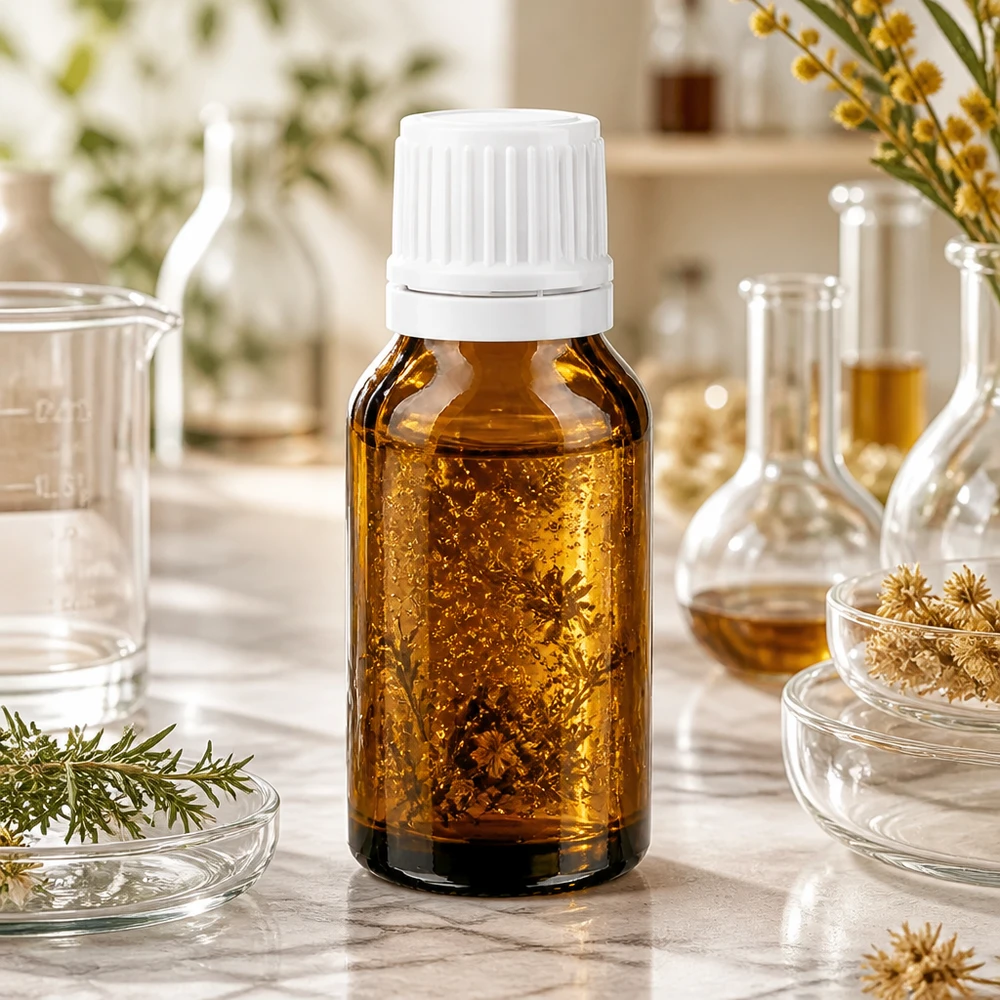 Apothekenflasche braun 15ml Schraubverschluss weiß Originalitätsverschluss Kompakte Apothekenflasche 15ml Braunglas mit OV-Verschluss weiß für Naturextrakte