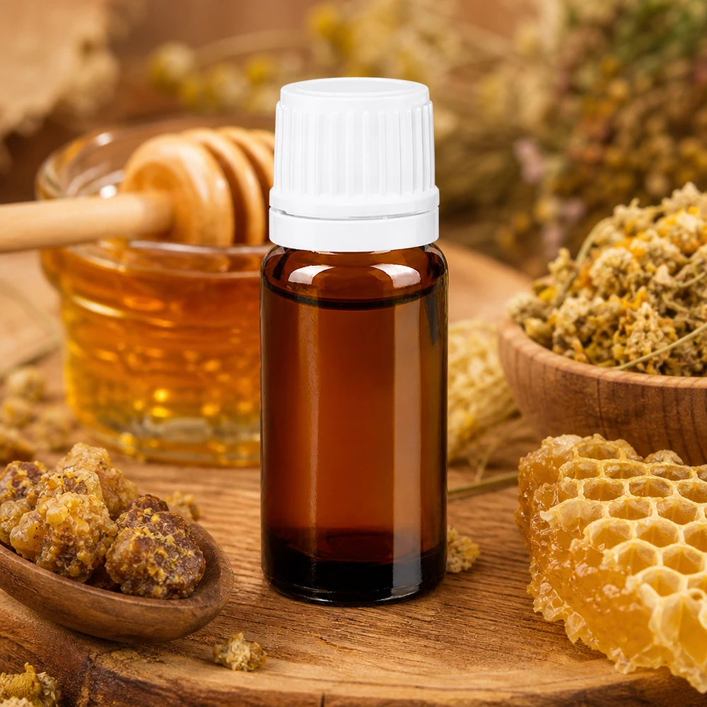 Naturprodukt-Fläschchen 10ml Braunglas weißer Verschluss ideal für Propolis und Bienenprodukte