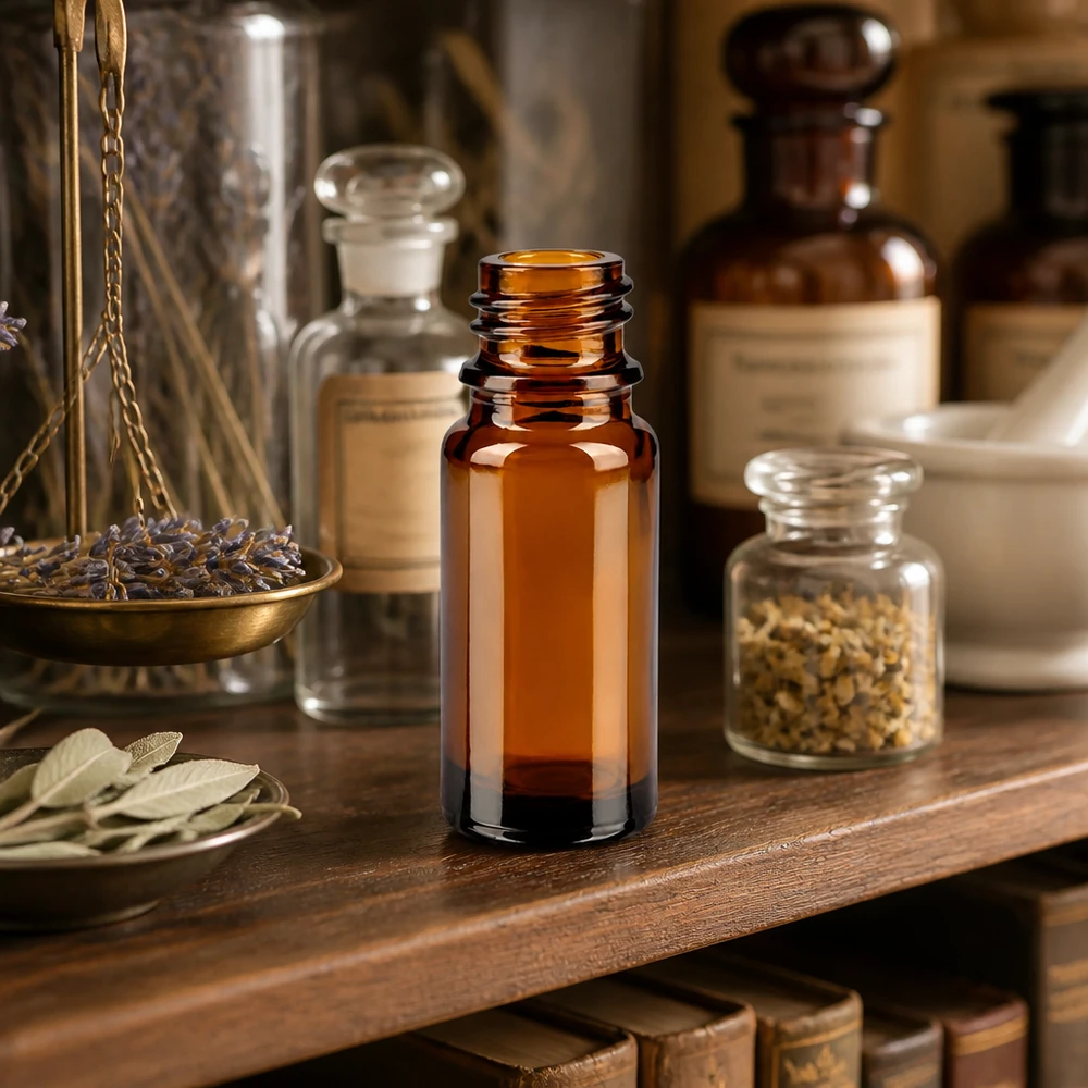 Braune 10ml ApoGlas Flasche mit präzisem Ausgießrand für tropfgenaue Dosierung