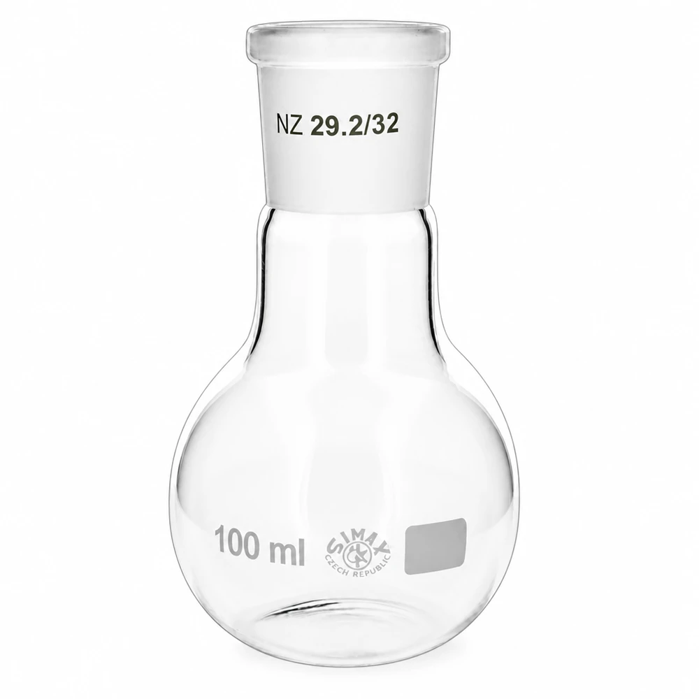 Stehkolben 100ml mit Normschliff (29/32) Destillierkolben 100ml Volumen - hochwertige Laborausstattung für analytische Verfahren