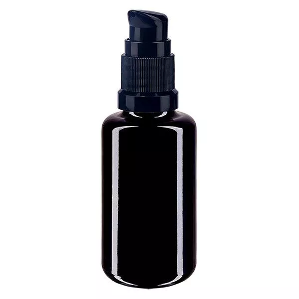 Apothekenflasche violett 30ml PumpVerschluss schwarz Standard Apothekenflasche violett 30ml PumpVerschluss schwarz Standard