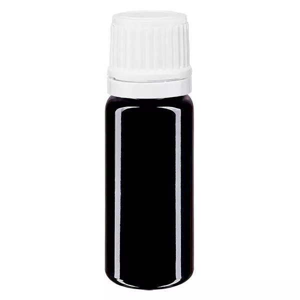 Apothekenflasche violett 10ml Tropfverschluss 1.2mm weiß Originalitätsverschluss Apothekenflasche violett 10ml Tropfverschluss 1.2mm weiß Originalitätsverschluss