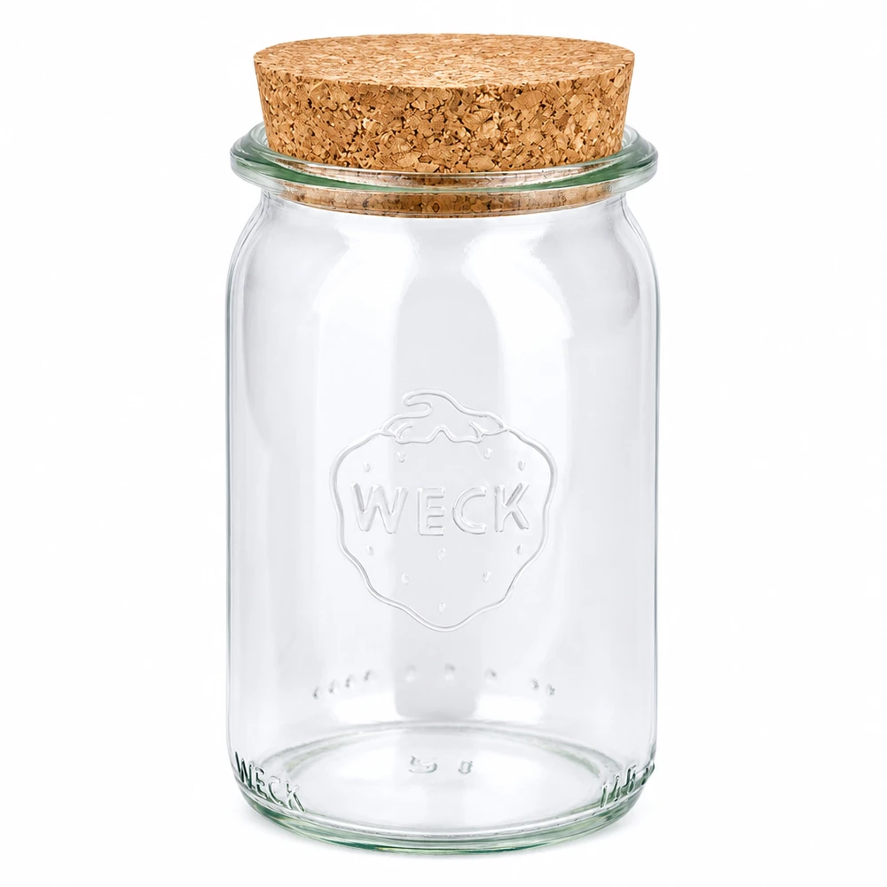 145ml Zylinderglas WECK RR40 mit Korken natur WECK Zylinderglas 145ml RR40 mit natürlichem Korkdeckel Vorratsglas transparent Einmachglas