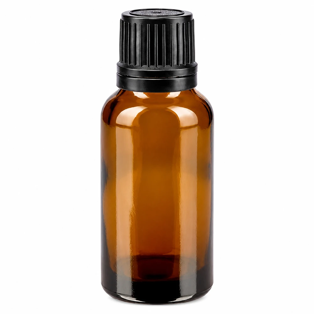 Apotheker Braunglas 20ml mit schwarzer Originalverschluss-Kappe tropfsicher