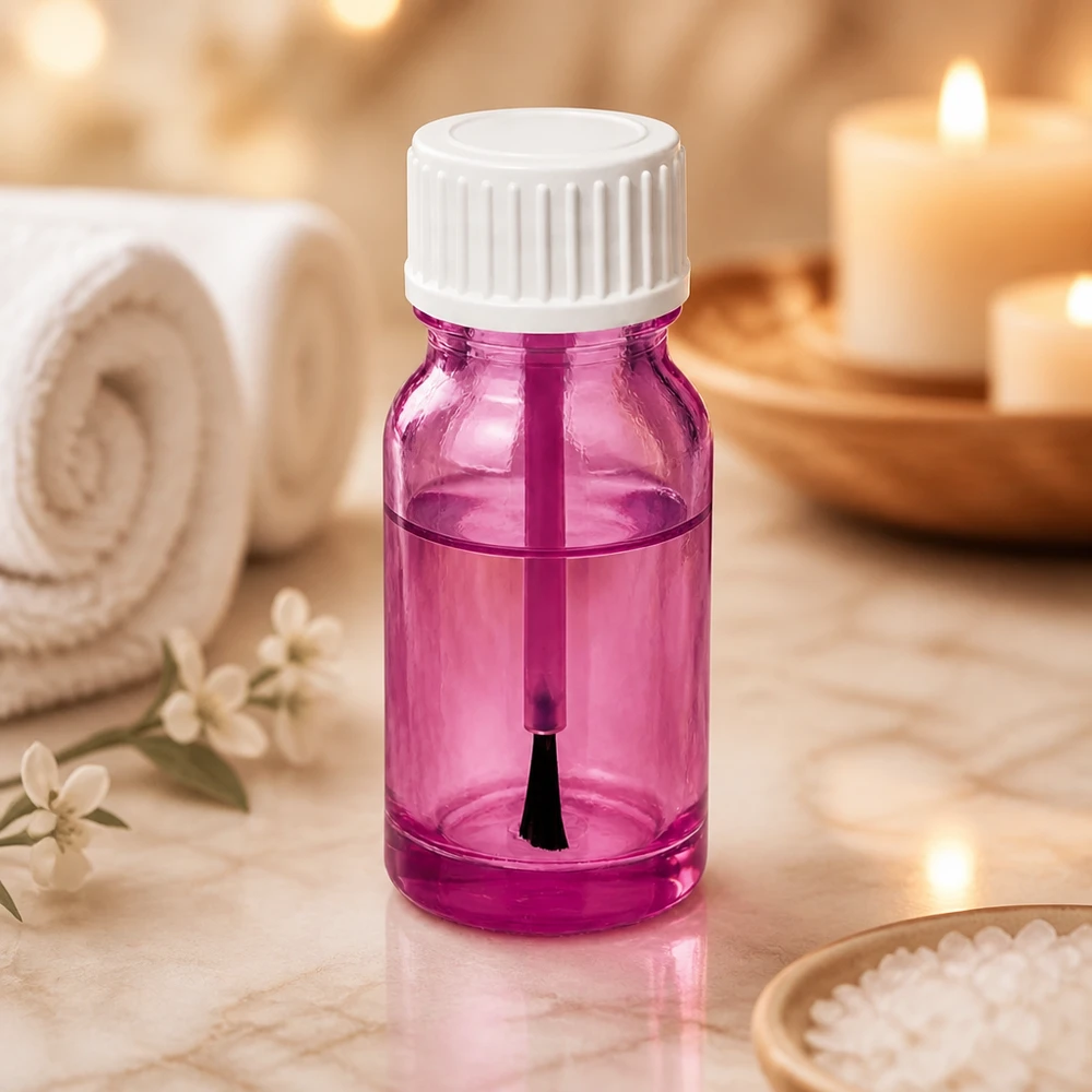 10ml Pinselflasche weiss Standard PurpleLine UT18/10 Elegante 10ml Pinselflasche weiss STD PurpleLine UT18/10 mit transparentem Körper und Pinsel