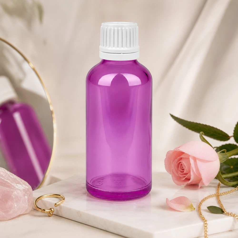50ml Flasche 11mm Schraubverschluss weiss Originalität Schraubverschlusserschluss PurpleLine UT18/50 Professionelle 50ml Apothekerflasche aus violettem Glas mit sicherem Originalverschluss