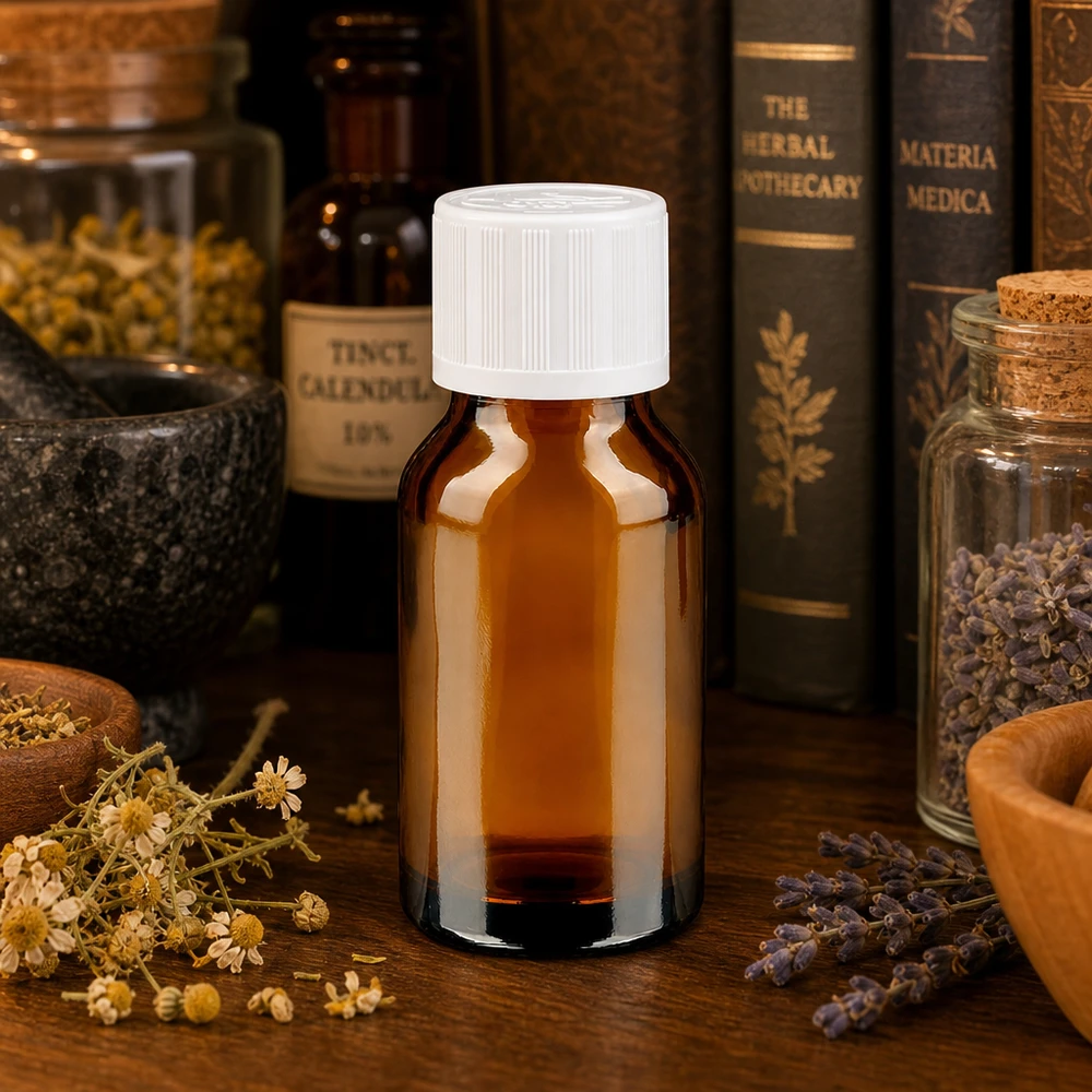 Apothekenflasche braun 30ml Schraubverschluss weiß Kindersicherung Standard 30ml Braunglas-Apothekerflasche weißer Kindersicherheitsverschluss 11mm für Tinkturen und Naturheilkunde
