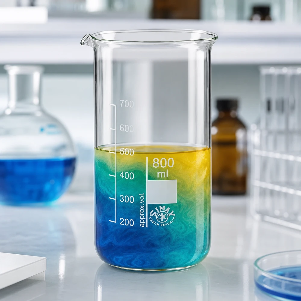 Becherglas 800ml Borosilikatglas, hohe Form Chemisches Mischexperiment im 800ml Becherglas hohe Form aus hitzebeständigem Borosilikatglas