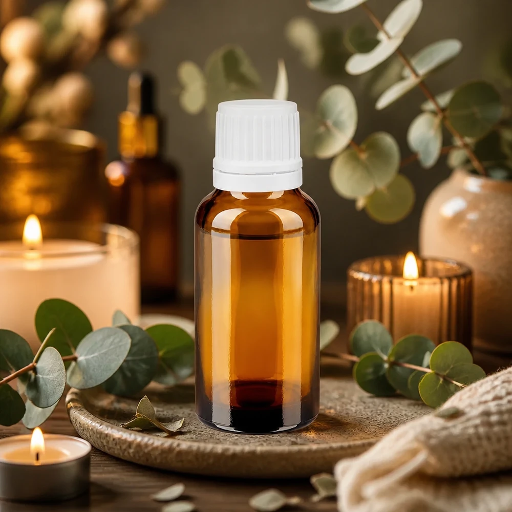 Braunglas Flasche 20ml weißer Kindersicherheitsverschluss UV-Schutz Aromatherapie Anwendung