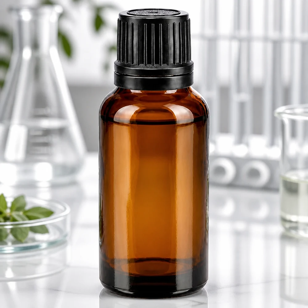 Apothekenflasche braun 20ml Schraubverschluss schwarz Giessring Originalitätsverschluss 20ml Flasche aus Apothekenglas UV-Schutz braun gerippter Kunststoffdeckel schwarz 8mm