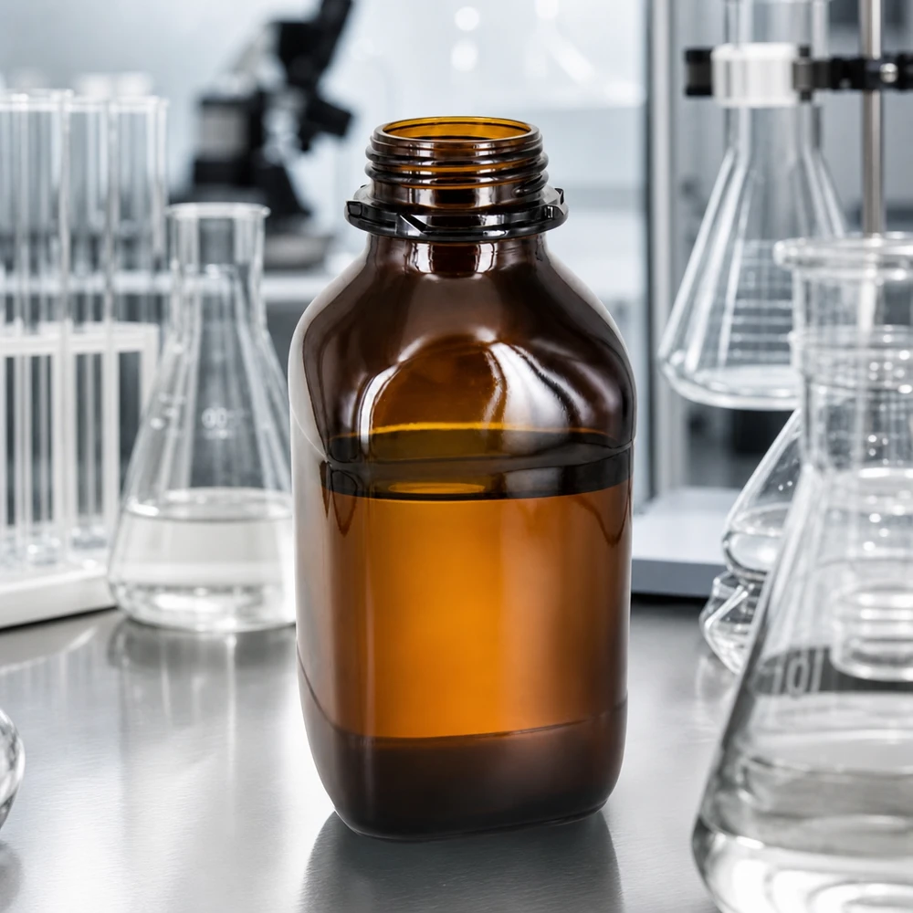 Premium Chemikalienflasche 1000ml aus schützendem Braunglas Korrosionsbeständige 1000ml Chemikalienflasche aus Spezialglas für aggressive Substanzen