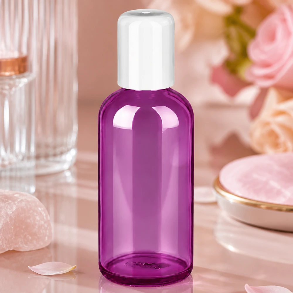 100ml Roll-On Flasche weiss Standard PurpleLine UT18/100 Wiederbefüllbare 100ml Roll-On Glasflasche in Purple Line Optik für nachhaltige Kosmetikverpackung