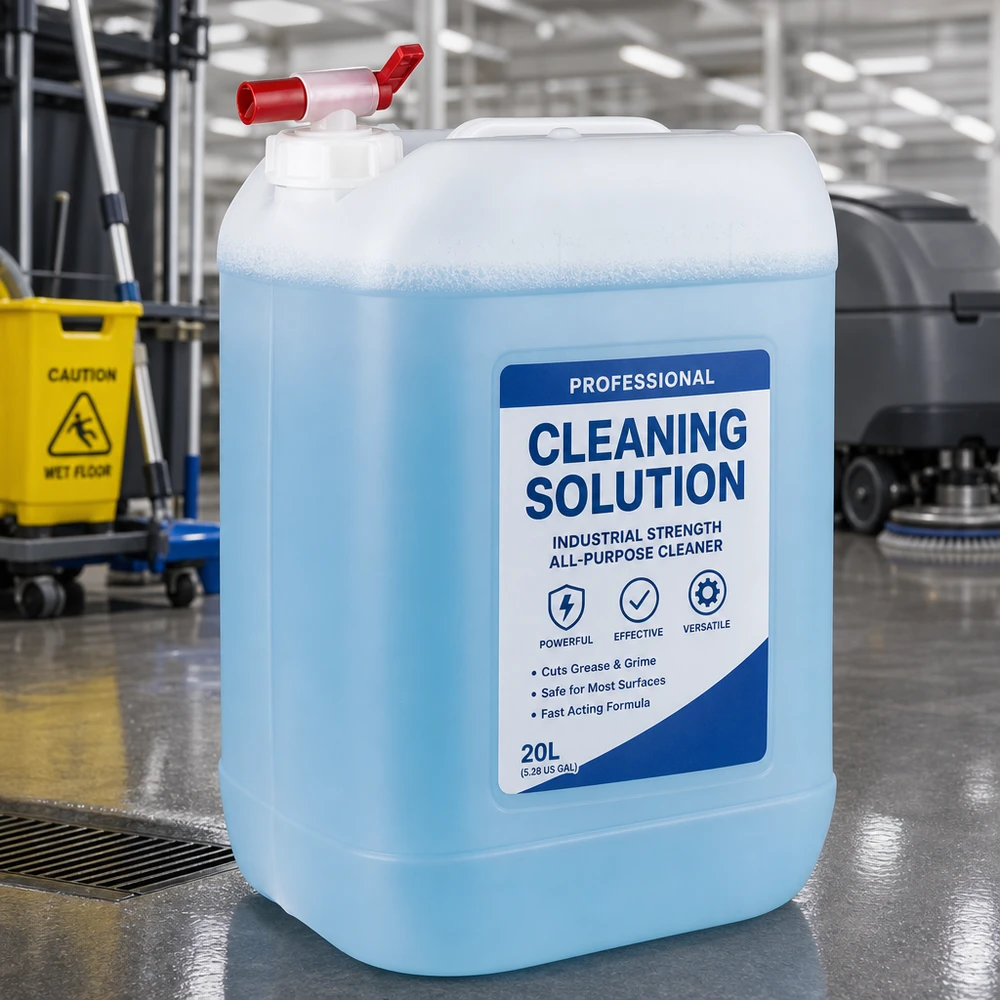 Großgebinde 25 Liter Reinigungsmittel Kanister mit Auslaufhahn in Industriehalle