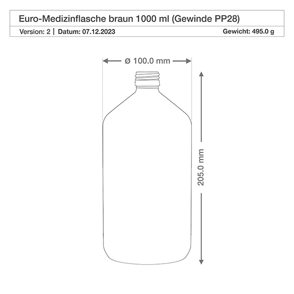 1000ml Medizinflasche braun, mit Verschluss braun ApoGlas 1000ml Medizinflasche braun, mit Verschluss braun ApoGlas