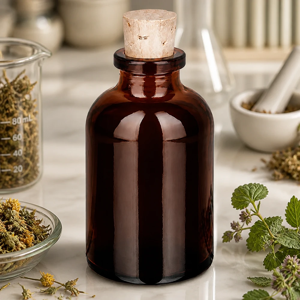 Flasche Braunglas 30ml mit Korken 11/14mm Braunglas Vorratsflasche 30ml mit Korkverschluss für Naturheilkunde Anwendungen