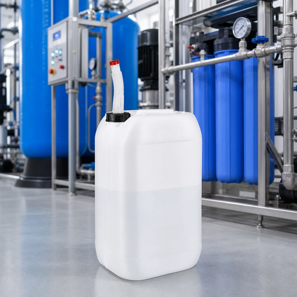 Stapelbarer Flüssigkeitskanister 15 Liter mit schwenkbarem Auslaufrohr und Sicherheitsverschluss