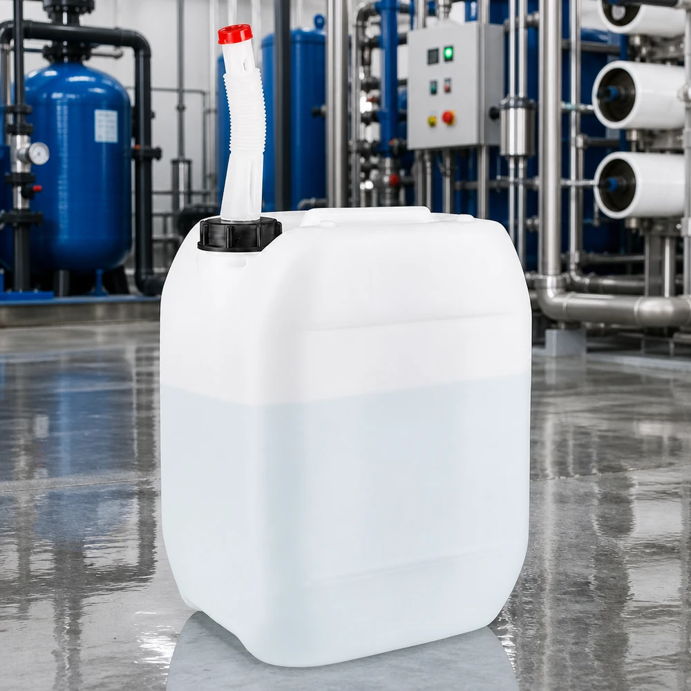 Kanister 10 Liter mit Auslaufrohr Flex Rechteckiger 10L Kunststoffkanister mit beweglichem Ausgießer und schwarzem Schraubdeckel