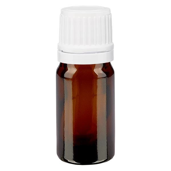Apothekenflasche braun 5ml Schraubverschluss weiß Originalitätsverschluss Apothekenflasche braun 5ml Schraubverschluss weiß Originalitätsverschluss