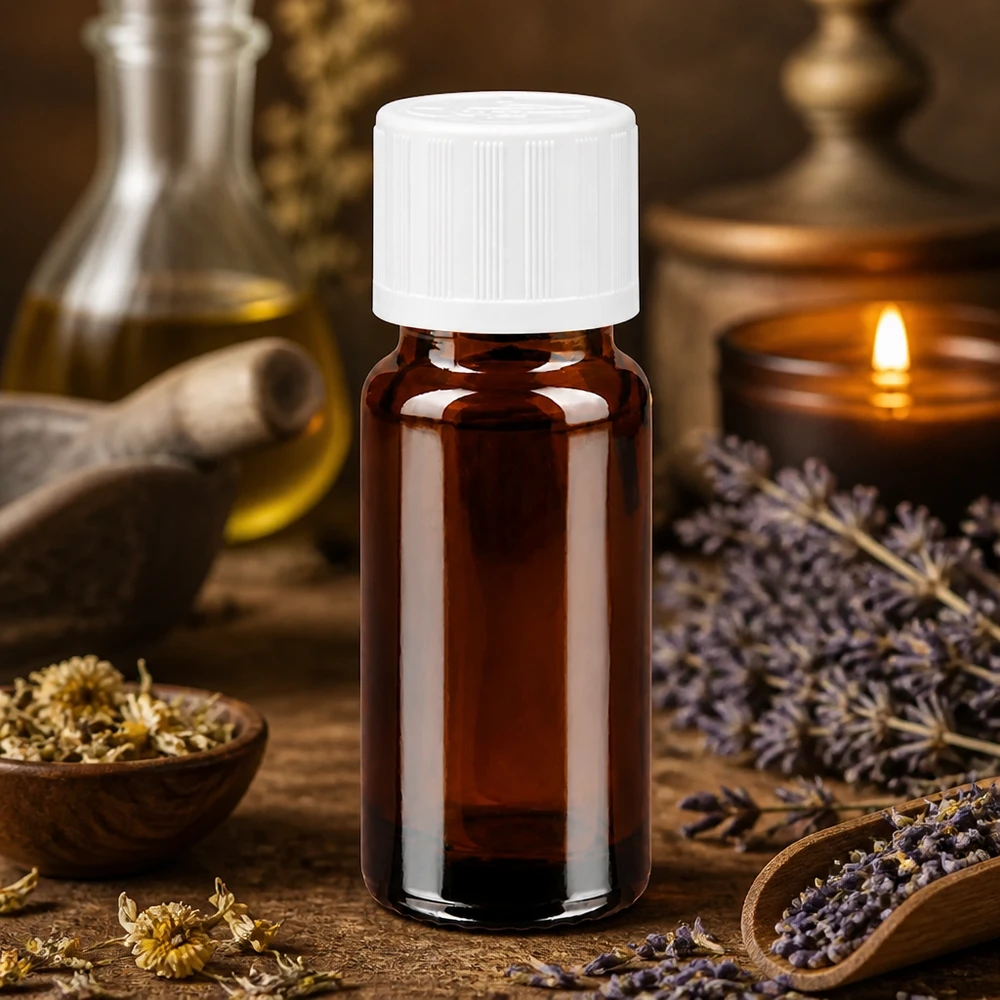 Aromatherapie Aufbewahrungsflasche 10ml braunes UV-Schutzglas mit weißem Verschluss 11mm