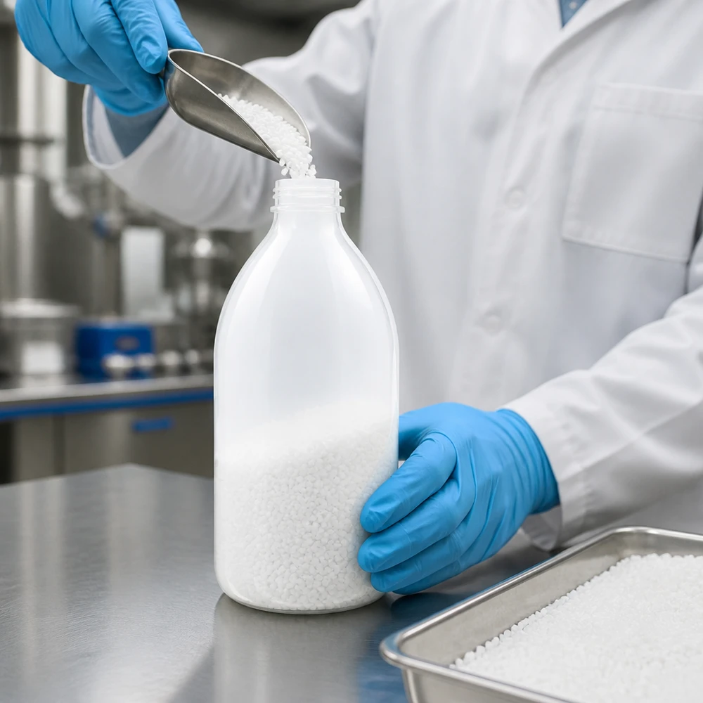 500ml transluzente Enghals Laborflasche ohne Verschluss bei professioneller Laboranwendung