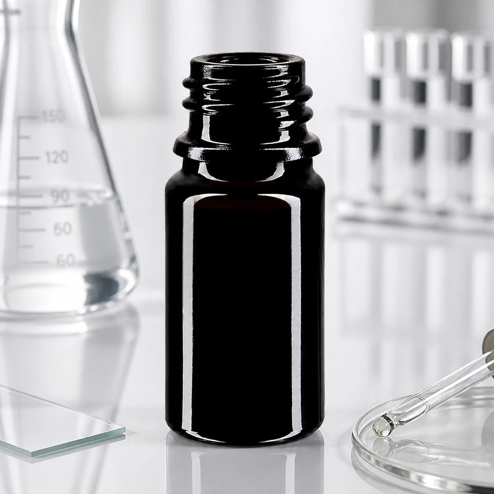 Hochglänzende 5ml Tropfflasche Orion aus Miron Violettglas für Kosmetik und Pharmazie