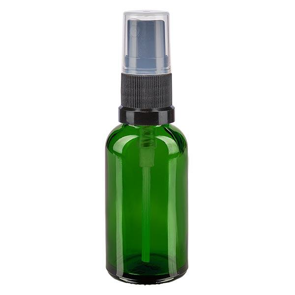 Apothekenflasche grün 30ml Sprayaufsatz schwarz Apothekenflasche grün 30ml Sprayaufsatz schwarz