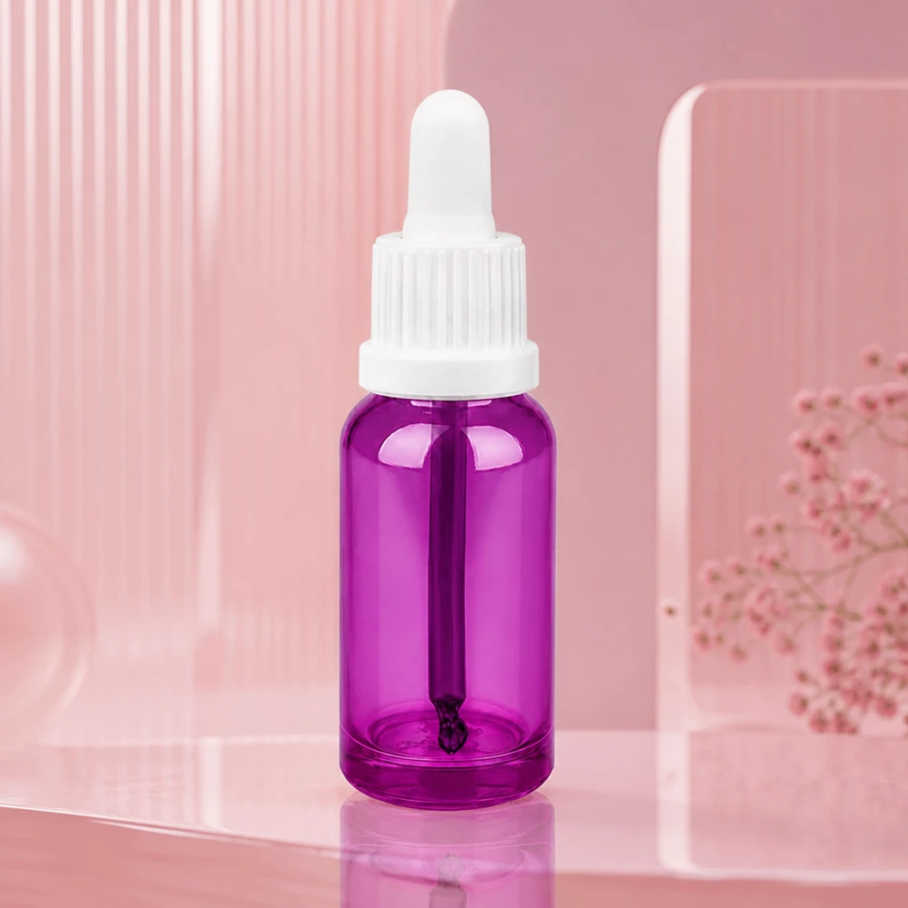 20ml Pipettenflasche weiss Originalität Schraubverschlusserschluss PurpleLine UT18/20 Violette Tropfflasche 20ml aus robustem Glas für Kosmetikanwendungen