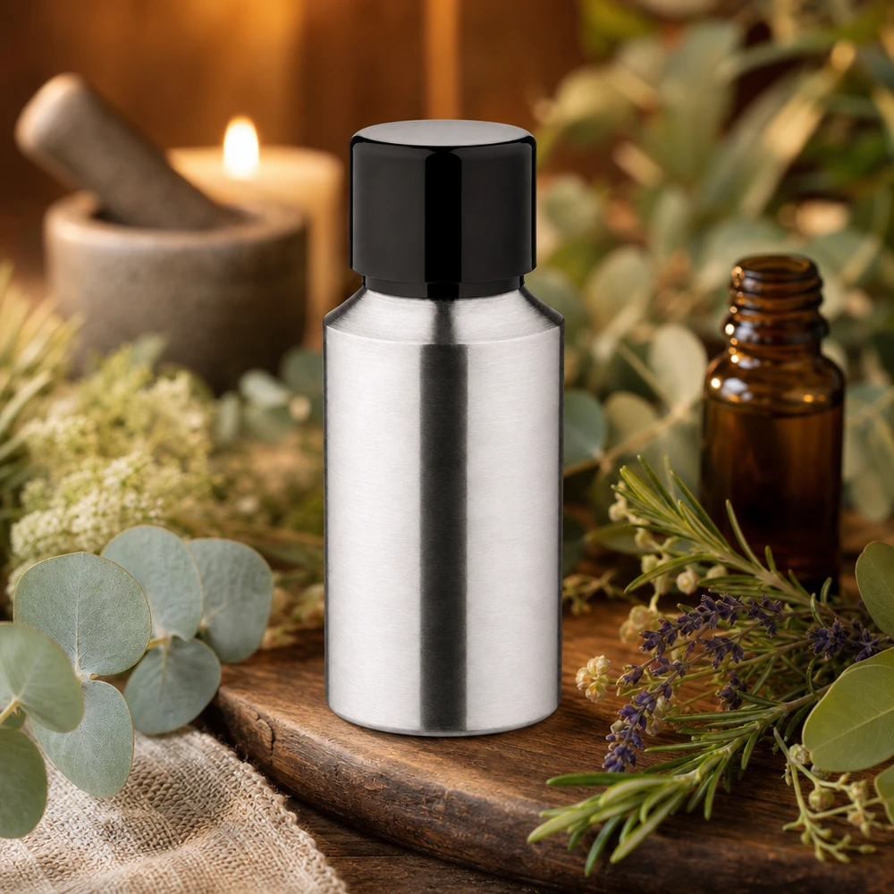 30ml geschliffene Aluflasche mit Schraubkappe 30ml Metallflasche aus Aluminium geschliffen perfekt für DIY Naturkosmetik und Seren