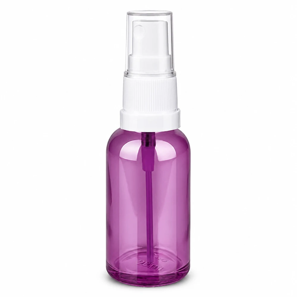 30ml Sprayflasche weiss/transparent Standard PurpleLine UT18/30 Kompakte 30ml Sprayflasche aus Kunststoff in Purple Line Design mit Sprühpumpe