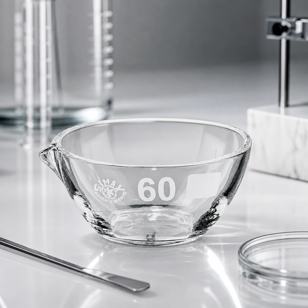 45ml Abdampfschale mit Ausguss Borosilikat ø60mm Chemieresistente 45ml Abdampfschale Borosilikat mit Ausguss für korrosive Substanzen