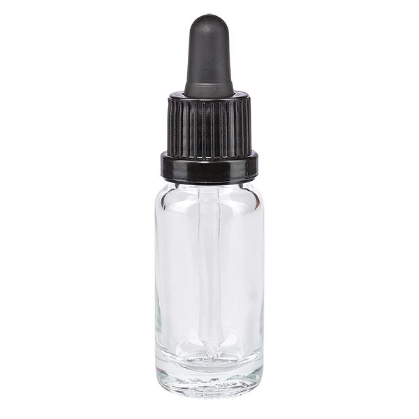 Apothekenfl. klar 10ml Pipette schwarz/schwarz OV Apothekenfl. klar 10ml Pipette schwarz/schwarz OV