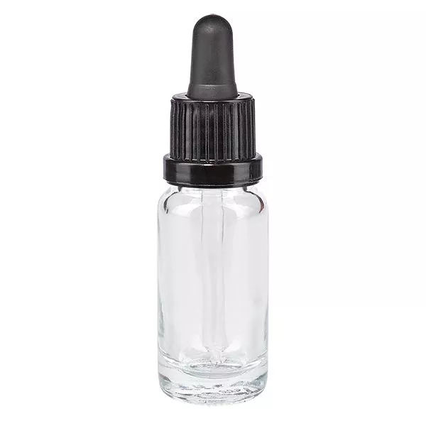 Apothekenfl. klar 10ml Pipette schwarz/schwarz OV Apothekenfl. klar 10ml Pipette schwarz/schwarz OV
