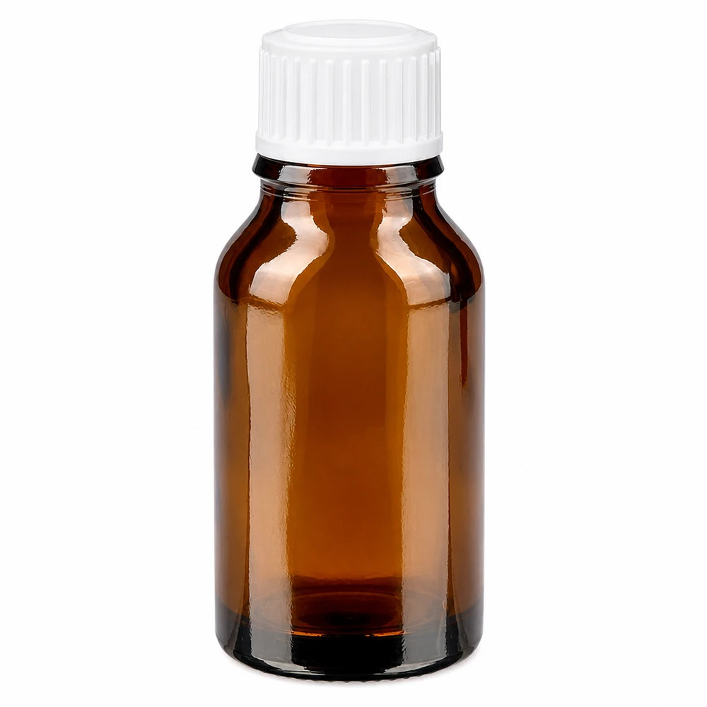 15ml Apothekenfl. braun Schraubverschluss weiß Medizinflasche Glas
