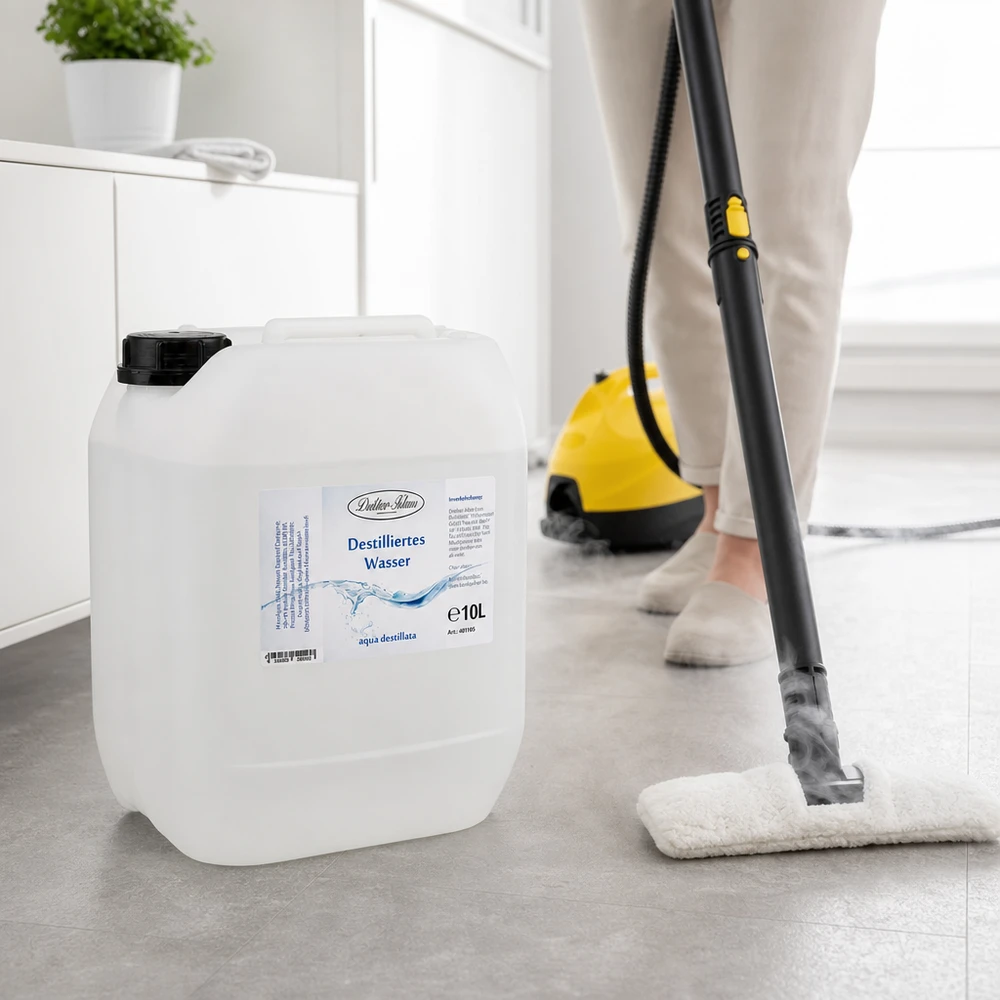 Destilliertes Wasser 10L Doktor-Klaus für Dampfbügeleisen und Haushaltsgeräte ohne Kalkrückstände
