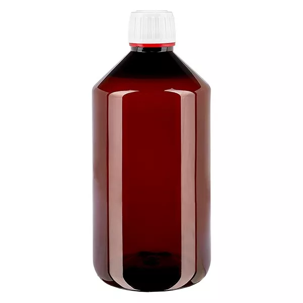PET Flasche 750ml mit weiß/rotem Verschluss Originalitätsverschluss