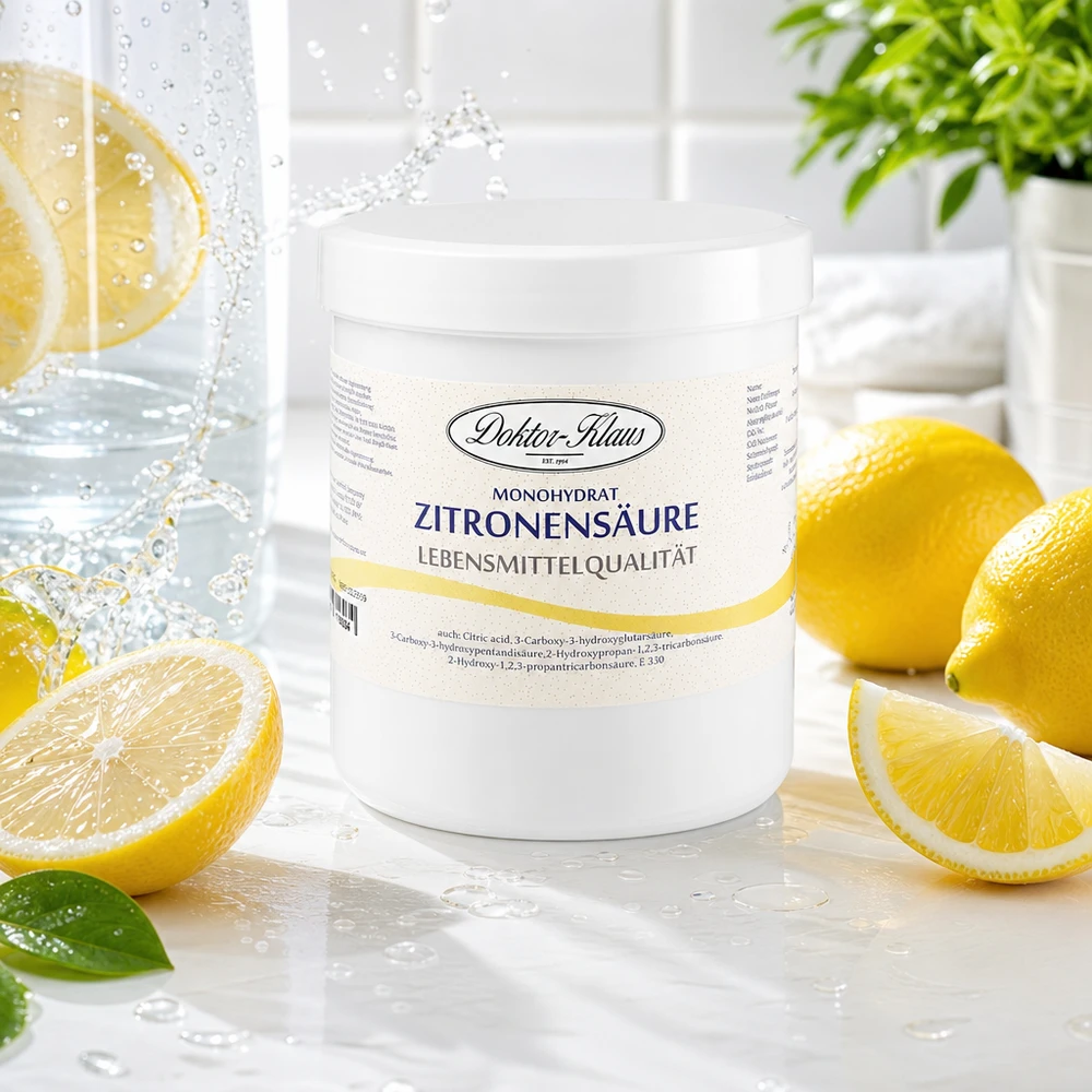 Zitronensäure 500g Doktor-Klaus Zitronensäure 500g Doktor-Klaus hochreine Lebensmittelqualität mit Zitronen und grünen Blättern