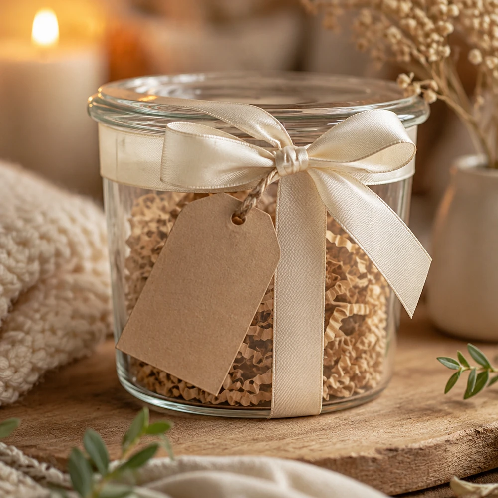 WECK Sturzglas 35ml mit Schleife und Anhänger als dekorative Aufbewahrung für Gewürze und kleine Geschenke
