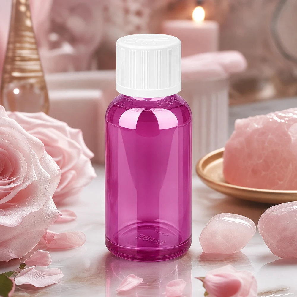 30ml Flasche 11mm Schraubverschluss weiß Standard Kindersicher PurpleLine UT18/30 Lichtschützende violette 30ml Glasflasche - optimaler UV-Schutz für empfindliche Inhaltsstoffe