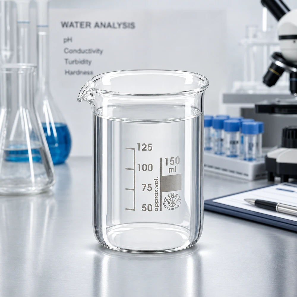 Becherglas 150ml Borosilikatglas, niedrige Form Professionelles Analysen-Becherglas 150ml aus chemikalienresistentem Borosilikatglas