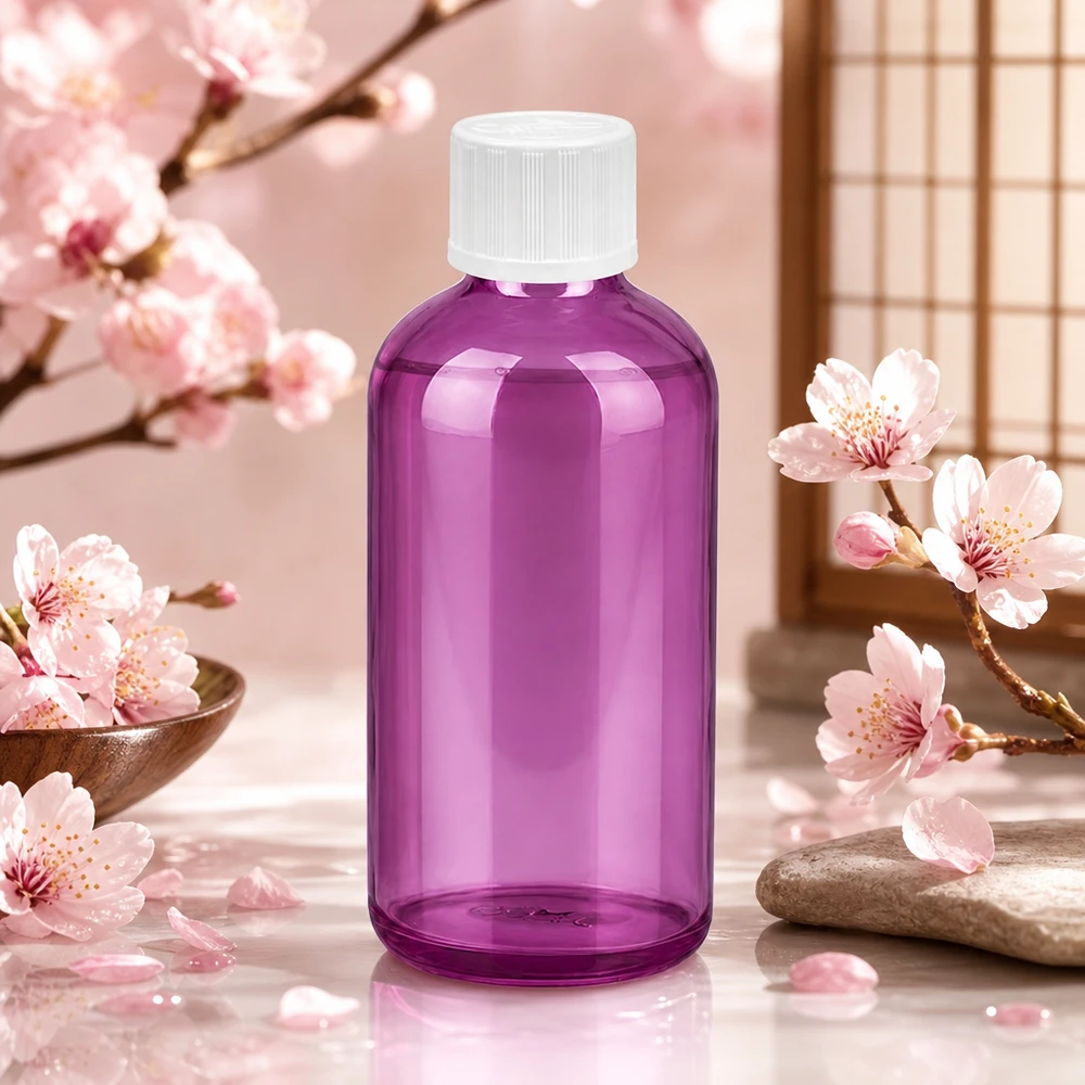 100ml Tropfflasche 1.2mm weiß Standard Kindersicher PurpleLine. UT18/100 Lila getönte Glasflasche 100ml mit STD Tropfeinsatz für UV-Schutz empfindlicher Flüssigkeiten