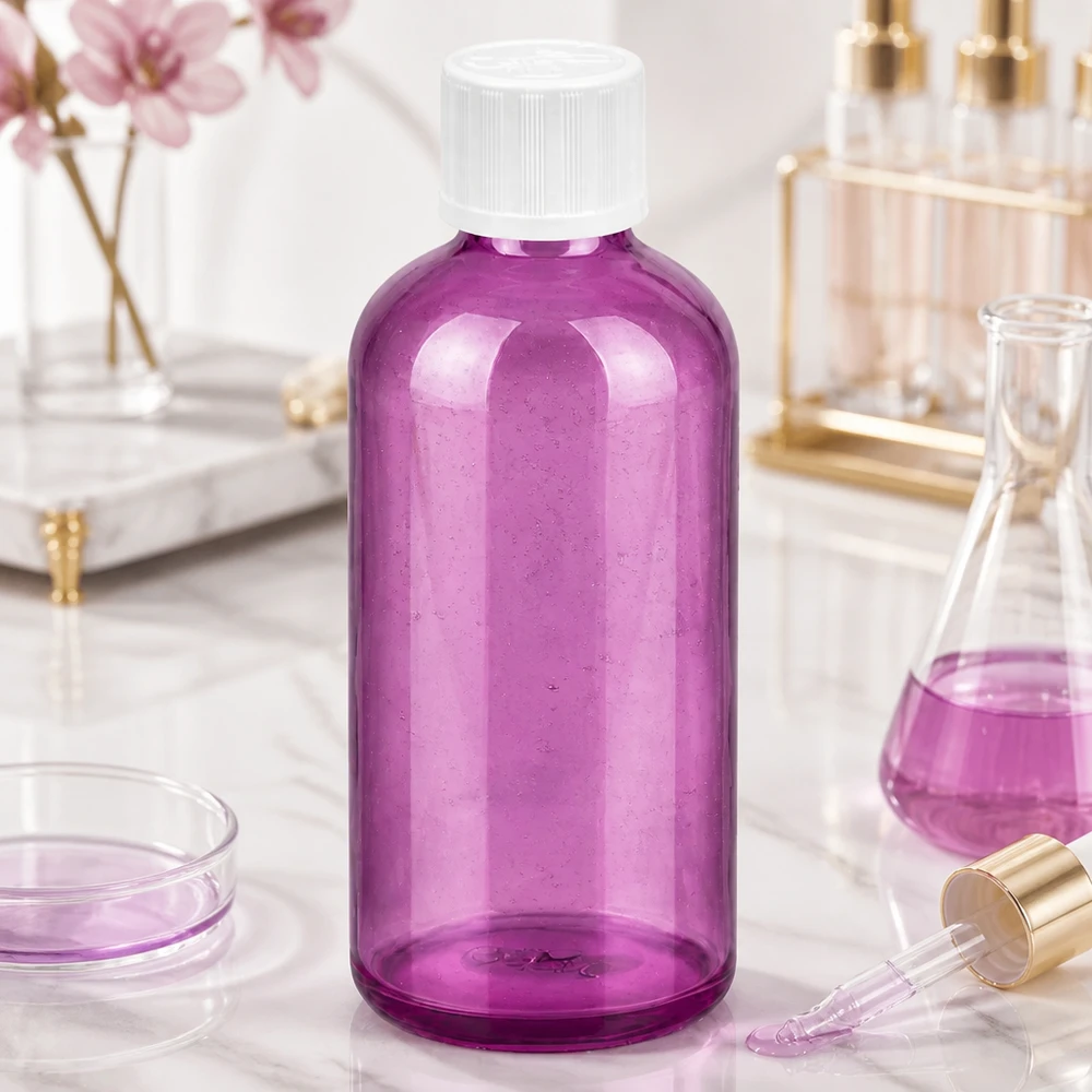 100ml Tropfflasche 1.2mm weiß Standard Kindersicher PurpleLine. UT18/100 Stilvolle violette Tropfflasche 100ml mit 1.2mm Öffnung ideal für Aromatherapie und Beauty