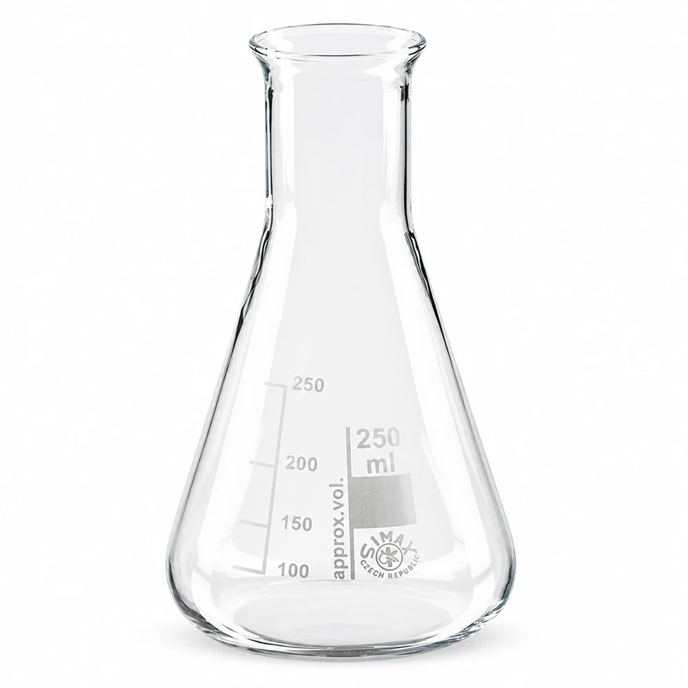 Erlenmeyerkolben 250ml Enghals Laborglaskolben 250ml Erlenmeyerform mit schmalem Hals für sichere Experimente