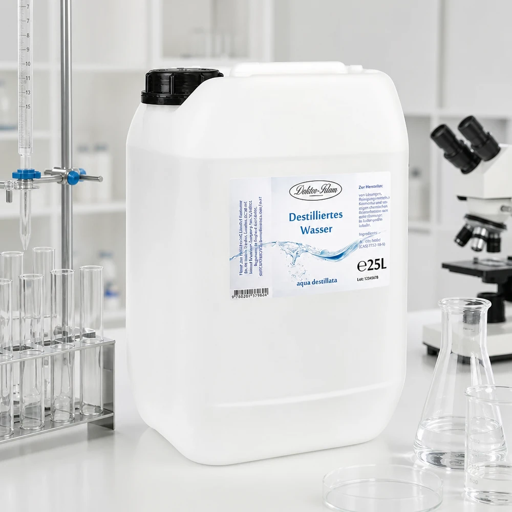 Destilliertes Wasser 25L Doktor-Klaus Weißer 25L Behälter mit destilliertem Wasser Doktor-Klaus für Industrie und Labor