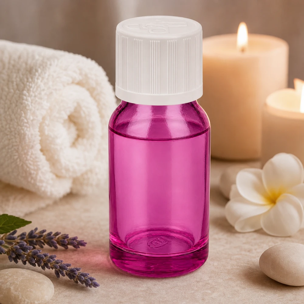 10ml Flasche 11mm Schraubverschluss weiß Standard Kindersicher PurpleLine UT18/10 Robuste 10ml Flasche aus getöntem Glas zum Schutz lichtempfindlicher Öle und Essenzen