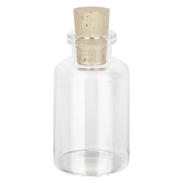 Flasche Klarglas 30ml mit Korken 11/14mm Flasche Klarglas 30ml mit Korken 11/14mm